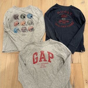 GAP Kids Long Sleeve Tees boys size small  - Gray and Navy with Red Accents